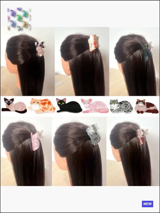 6-Piece Cat Hair Claw Clips Set Cute Animal Barrettes for Women